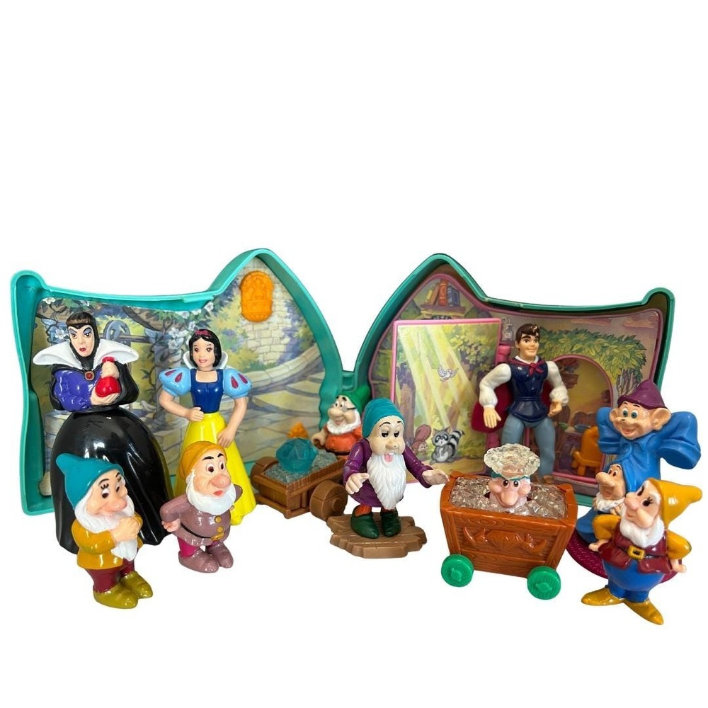 Vintage Once Upon a Time Mini Playlet and Seven Dwarfs PVC Figures - Set of 10